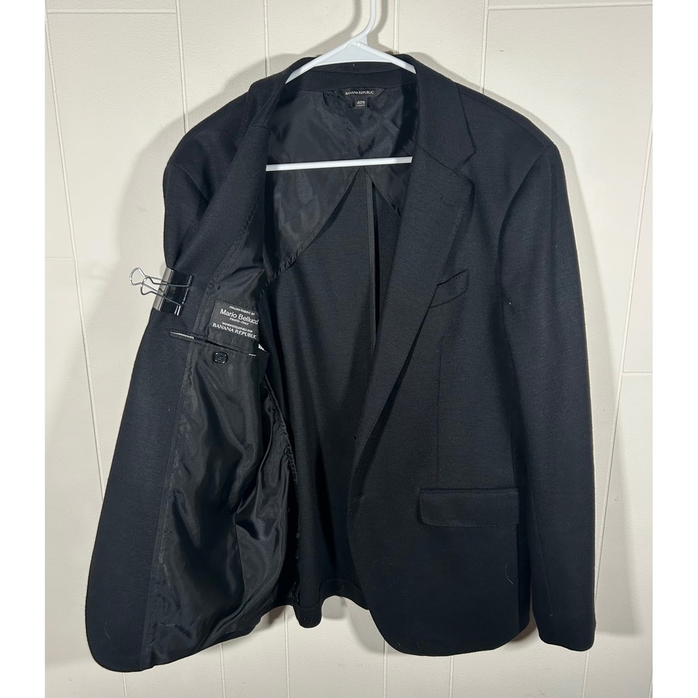 Banana Republic Mens Slim Fit Blazer Black Italian Wool Mario Bellucci 42S